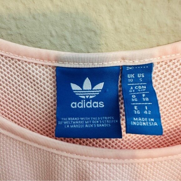 Adidas Peach Crop Tank Top White Trefoil Logo | Athleisure Y2K Gymcore Sz Small - Picture 6 of 8